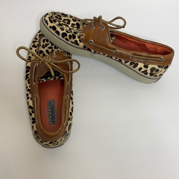 Sperry Shoes | Sperry | Animal Print Fuzzy Loafers | Brown Leather Slip on Shoes | Size 8 | Color: Black/Brown | Size: 8 | Greenvibessmoke's Closet